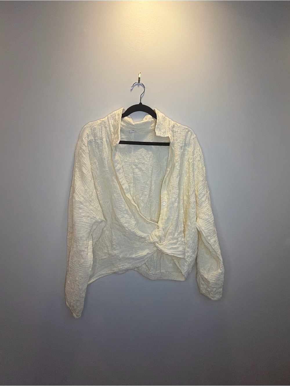 Anthropologie Cream Textured embroidered Top